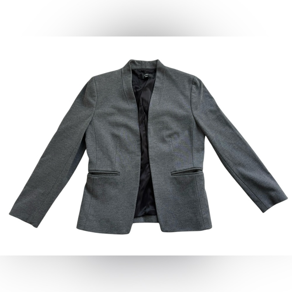 J. Crew 365 Open Front Blazer Womens 6 Gray Tailored Stretch Fit Workwear Office